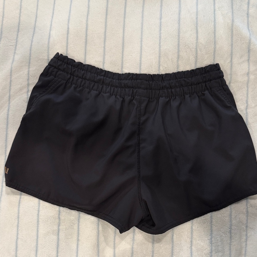 Vuori Women's Black Athletic Shorts with White Drawstring - Picture 2 of 2